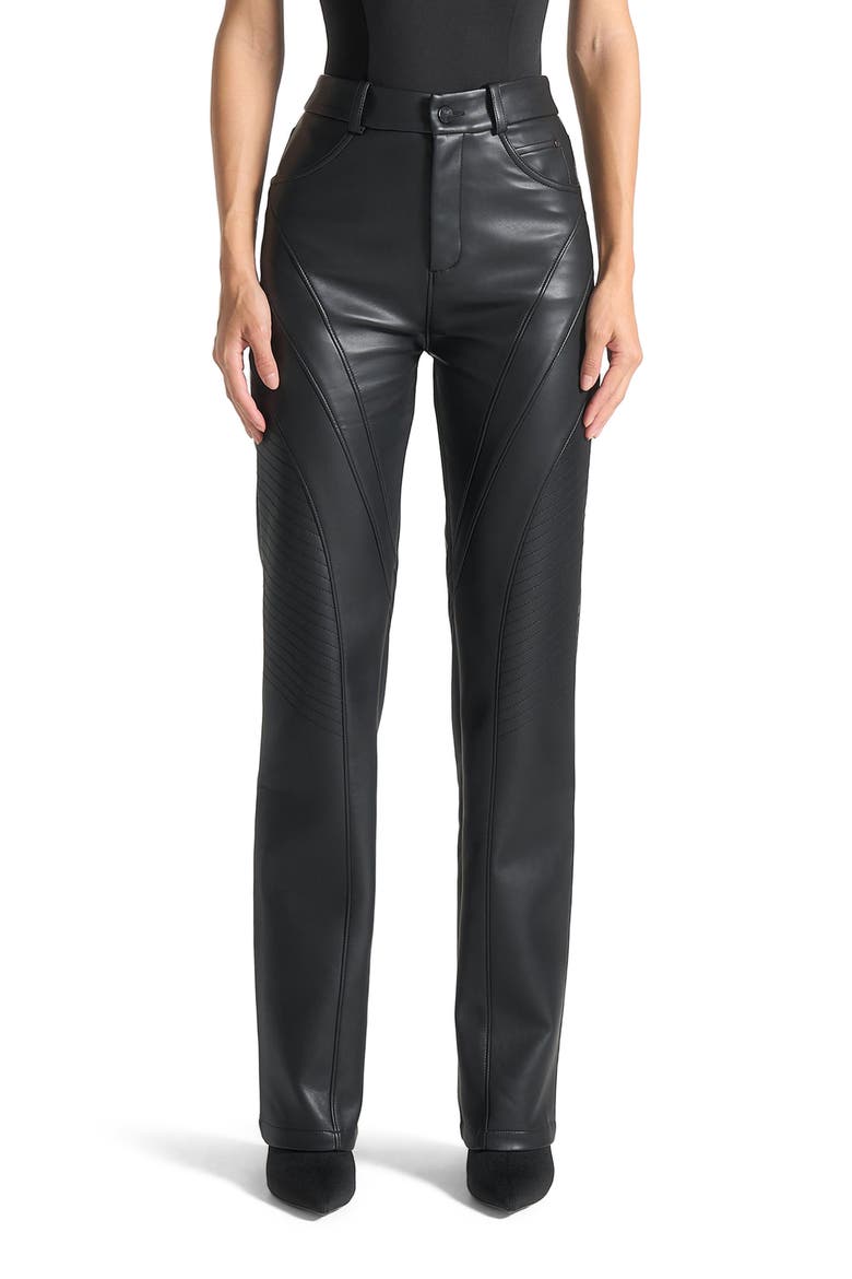 Leather Biker Trousers, Alternate, color, Black