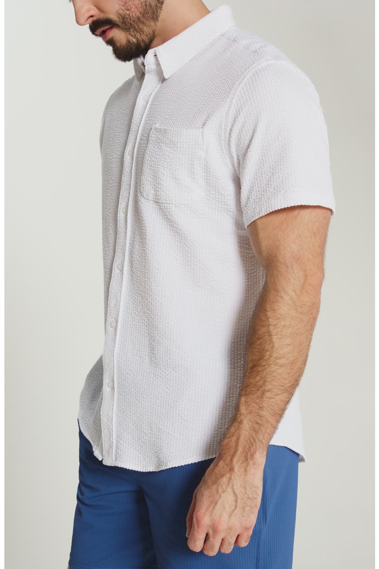 Bennet Stripe Seersucker Short Sleeve Button-Up Shirt, Alternate, color, IVORY