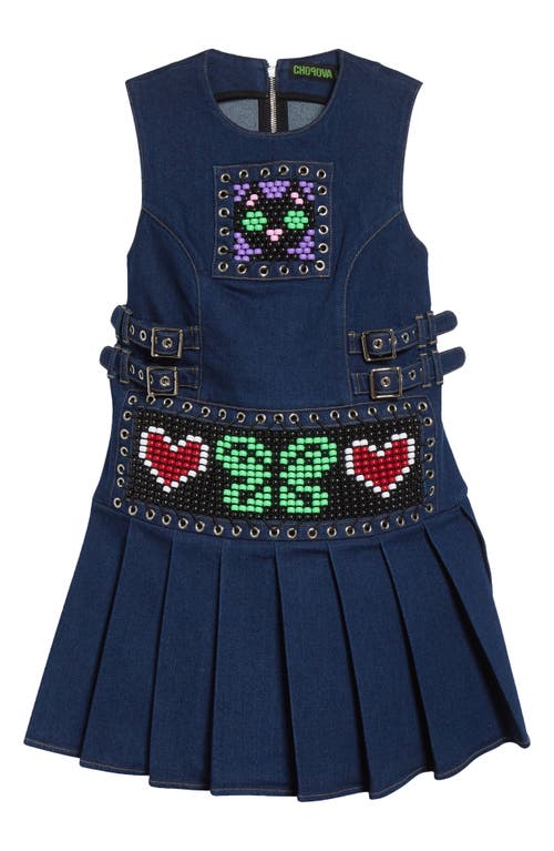 Chopova Lowena Patty Pleated Denim Dress In Multi