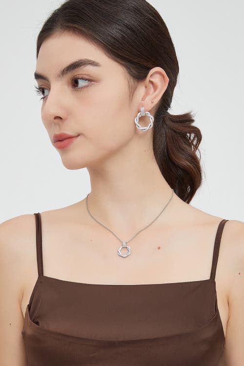 Classicharms Ysabel Pavé Eternity Twist Hoop Pendant Necklace In Metallic