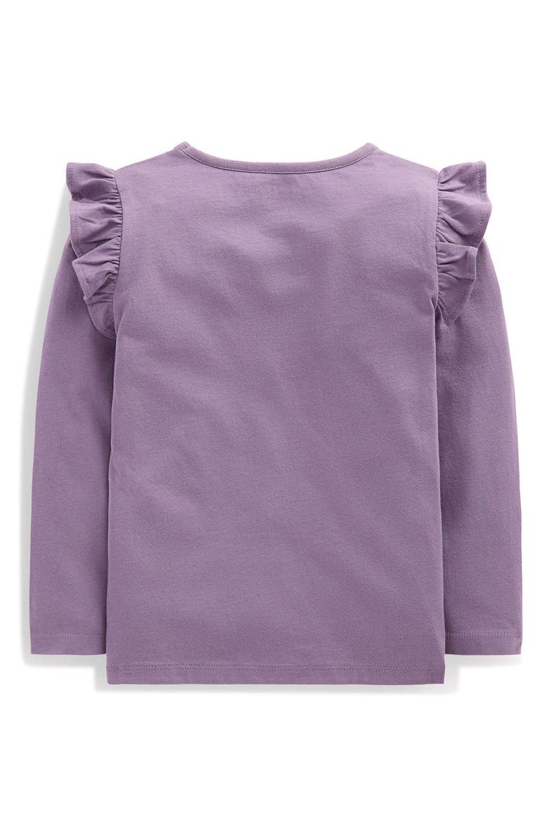 Kids' Ruffled Long Sleeve Superstitch T-Shirt, Alternate, color, NOCTURNAL PURPLE OWL