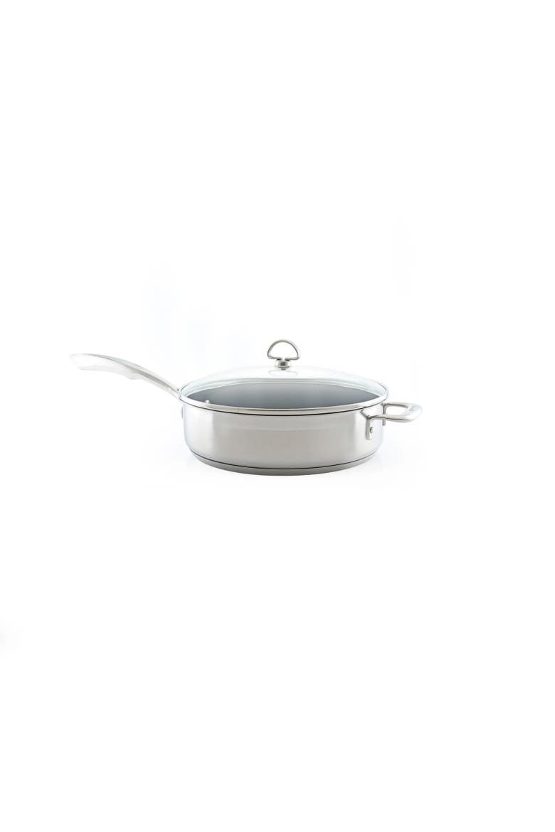 Induction 21 Saute Pan w/ Ceramic Coating & Glass Lid, 5 Quart, Alternate, color, Silver