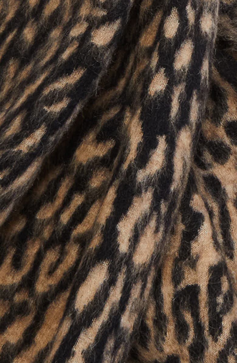 Saint Laurent Leopard Print Mohair & Wool Blend Scarf, Alternate, color, Beige/ Black