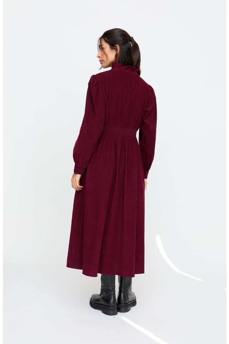 Puglia Corduroy Midi Dress, Alternate, color, Burgundy