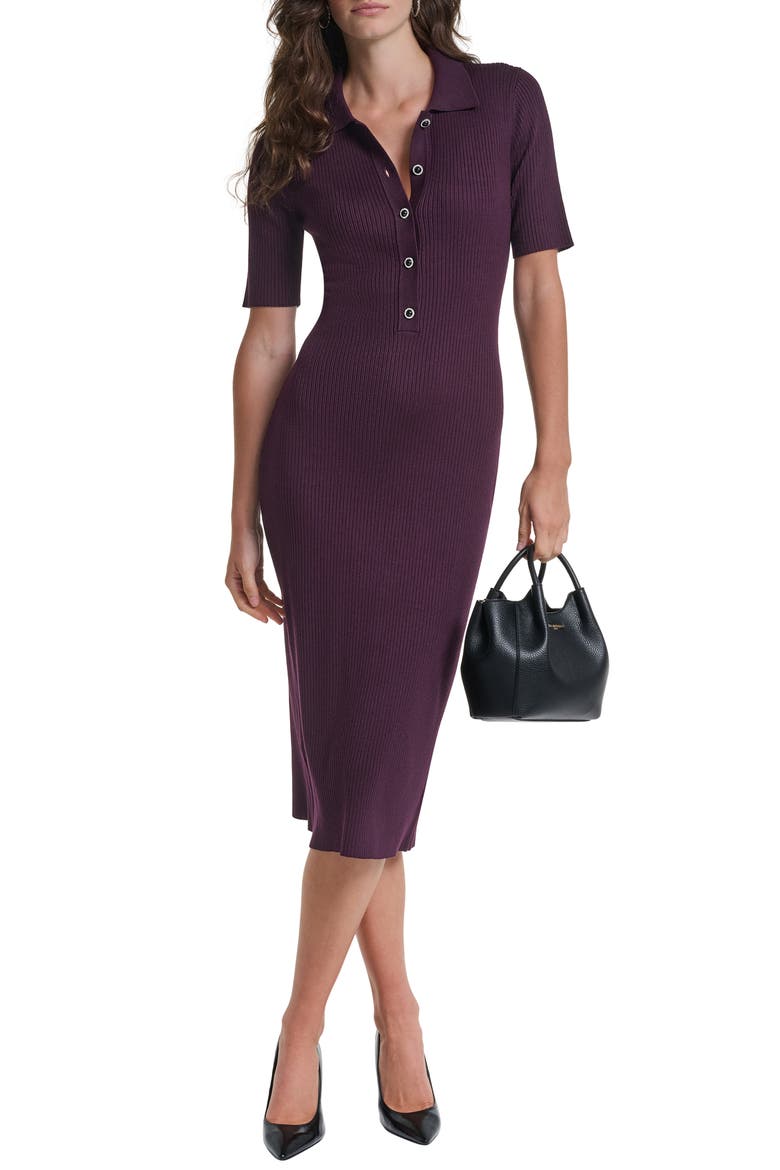 Rib Midi Sweater Dress, Alternate, color, FIG