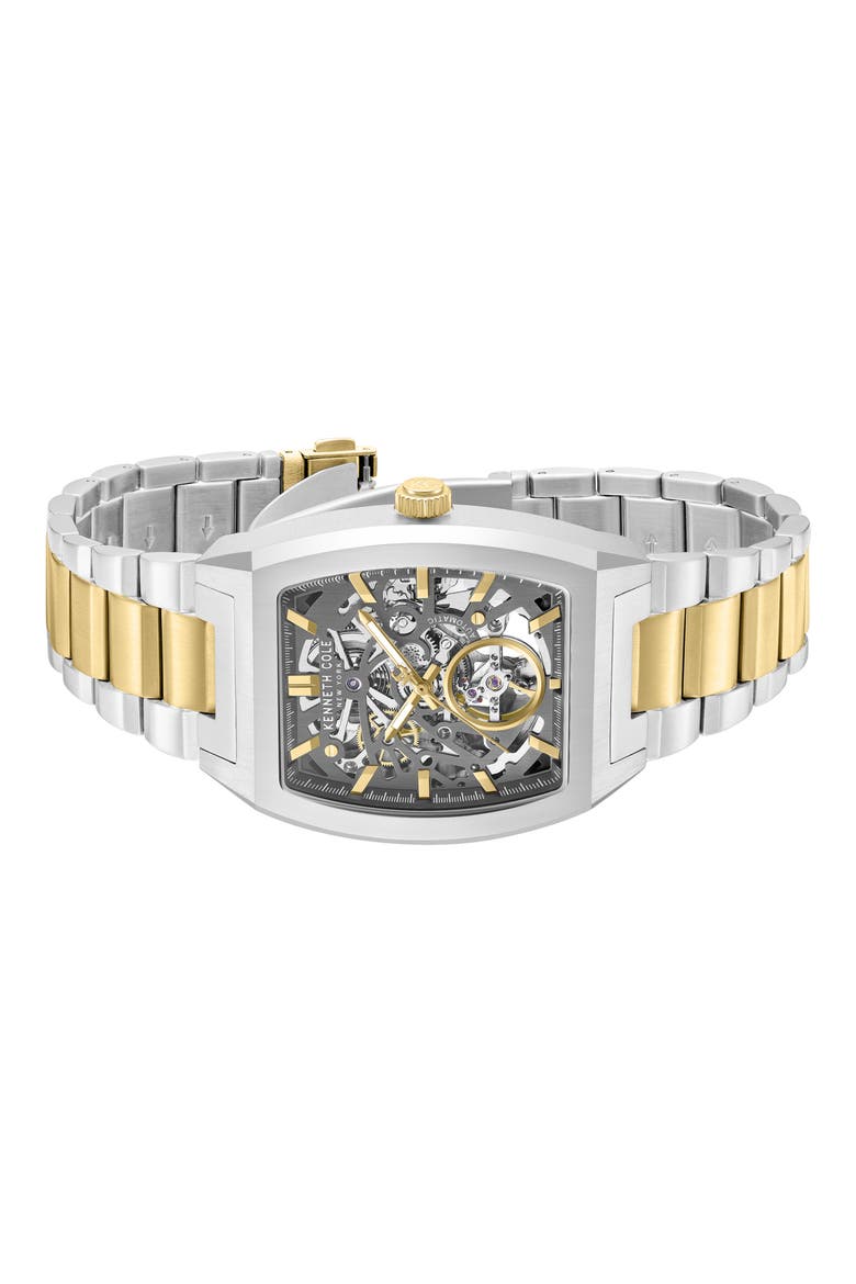 The Hollis Tonneau Skeleton Automatic Bracelet Watch, 40mm x 52.5mm, Alternate, color, MULTI