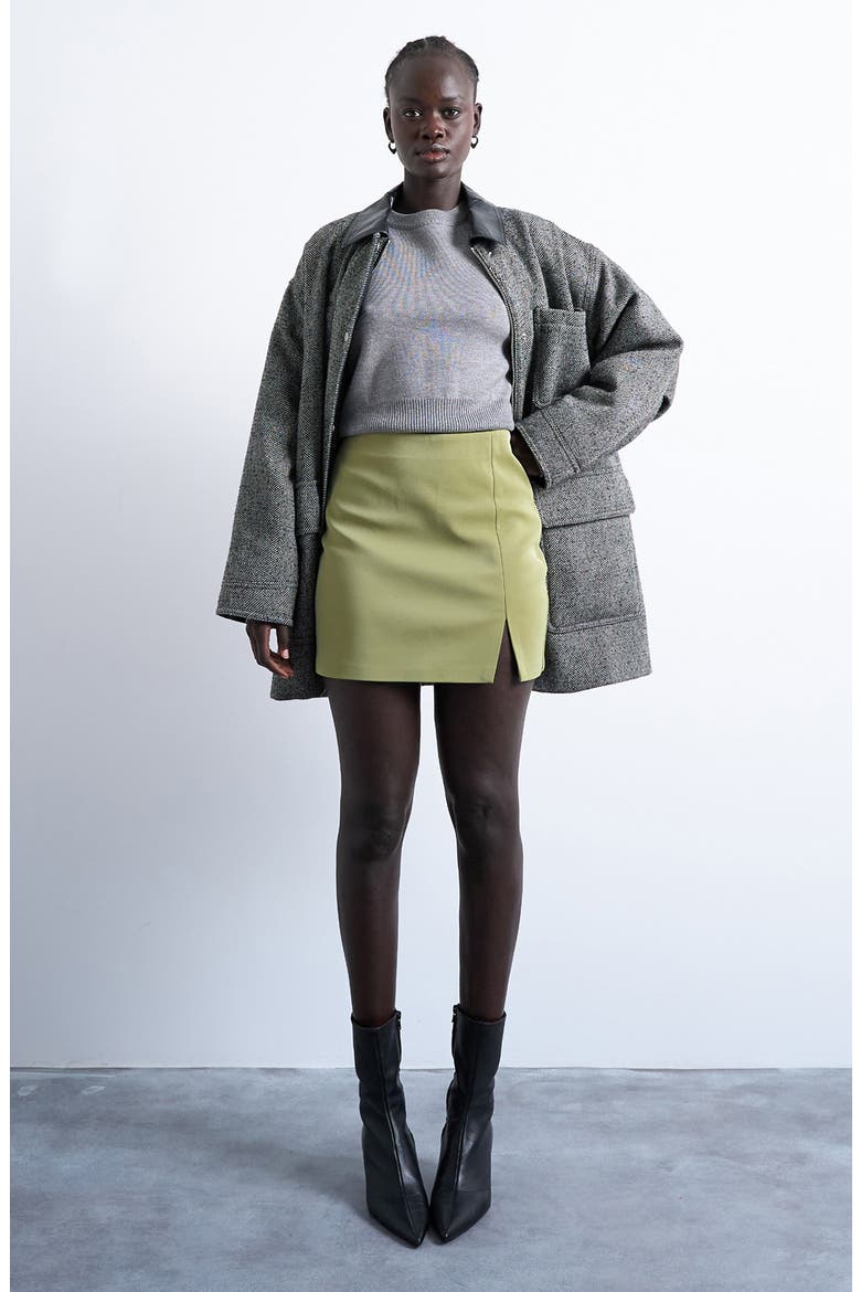 Faux Leather Miniskirt, Main, color, MEDIUM GREEN