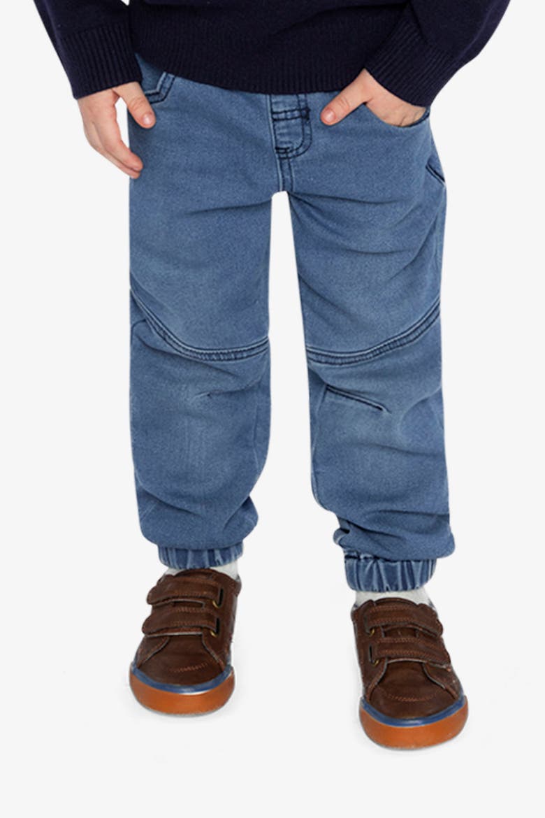 Elastic Cuffs Relaxed French Terry Denim Jogger Pants, Alternate, color, Light Blue Denim