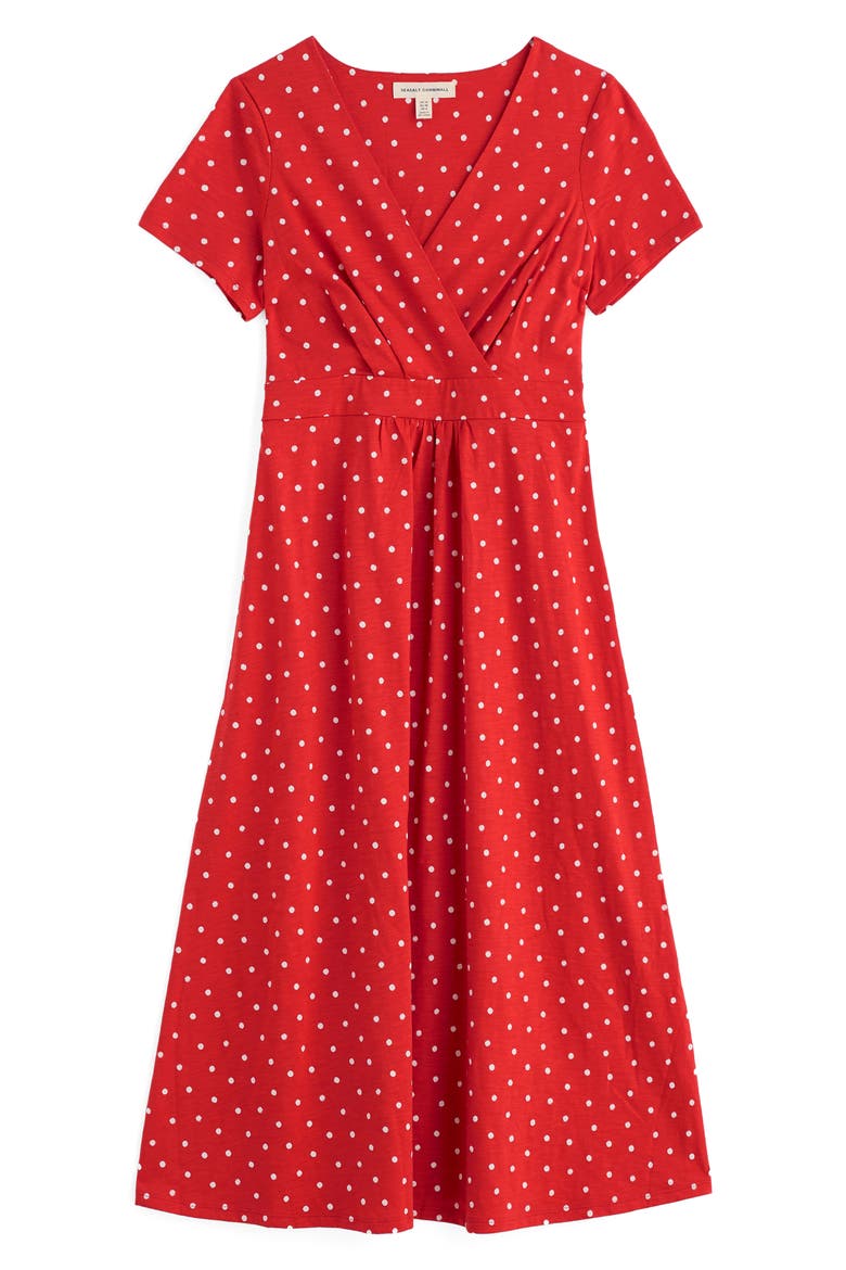 Chapelle Dot Print Organic Cotton Jersey Midi Dress, Alternate, color, LITTLE SPONGE SPOT TOMATO