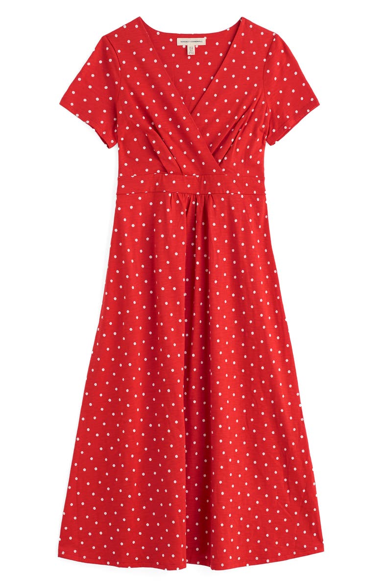 Seasalt Cornwall Chapelle Dot Print Organic Cotton Jersey Midi Dress, Alternate, color, Little Sponge Spot Tomato