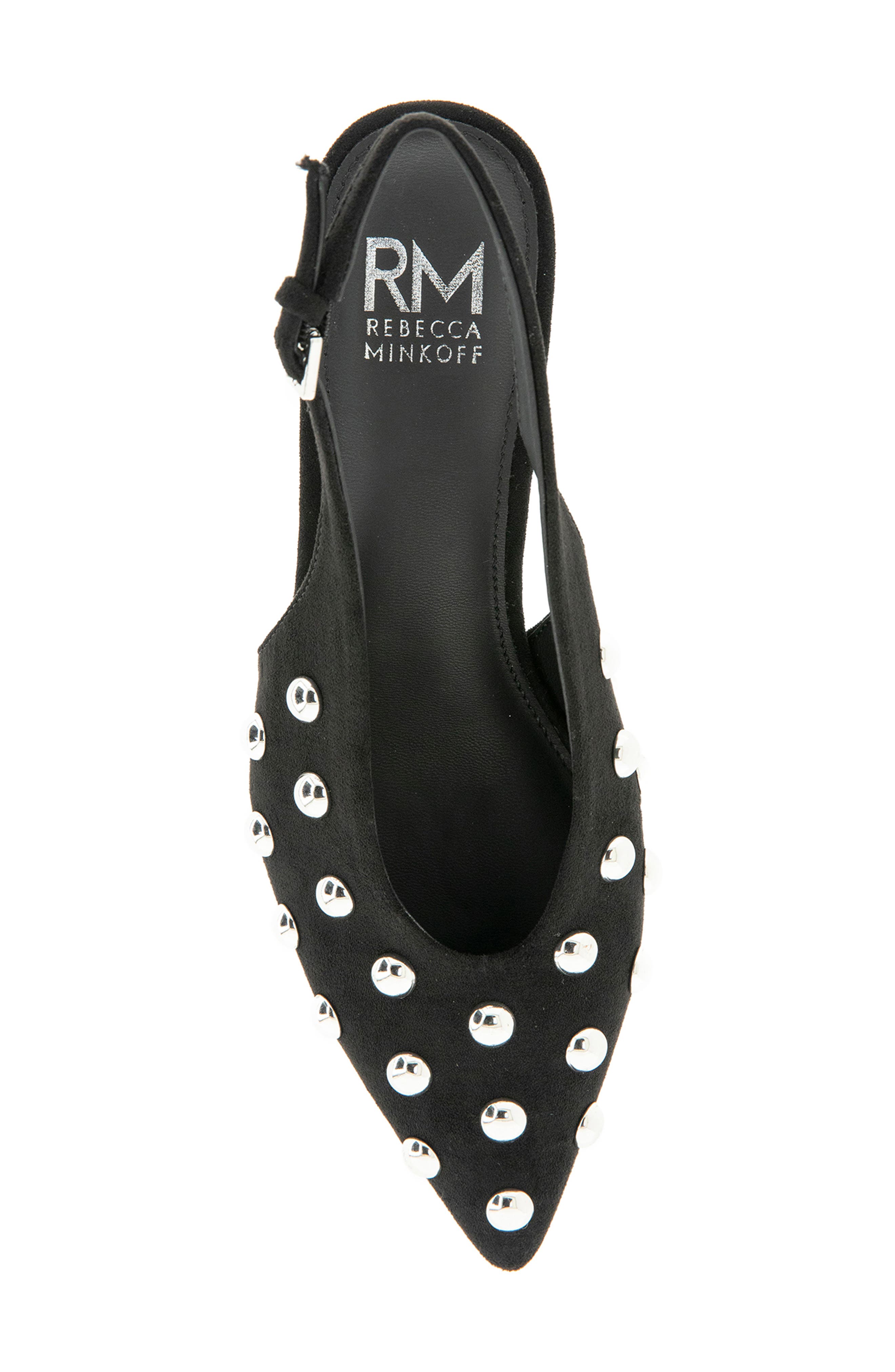 Leena Studded Slingback Pump, Alternate, color, BLACK FAUX SUEDE