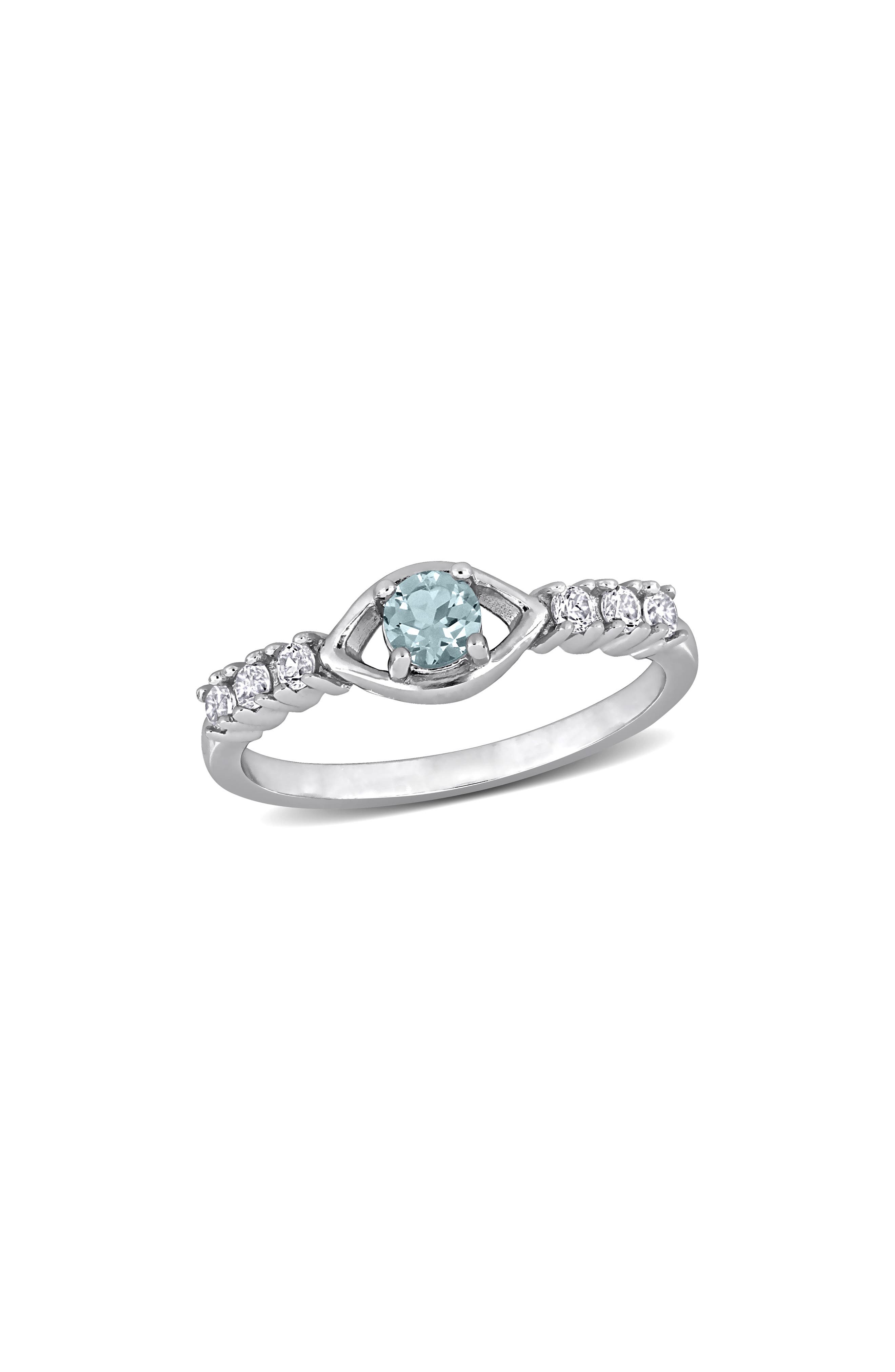 DELMAR Sky Blue Topaz & White Sapphire Ring