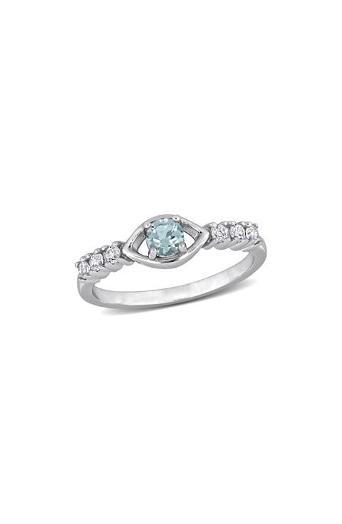 Sky Blue Topaz & White Sapphire Ring