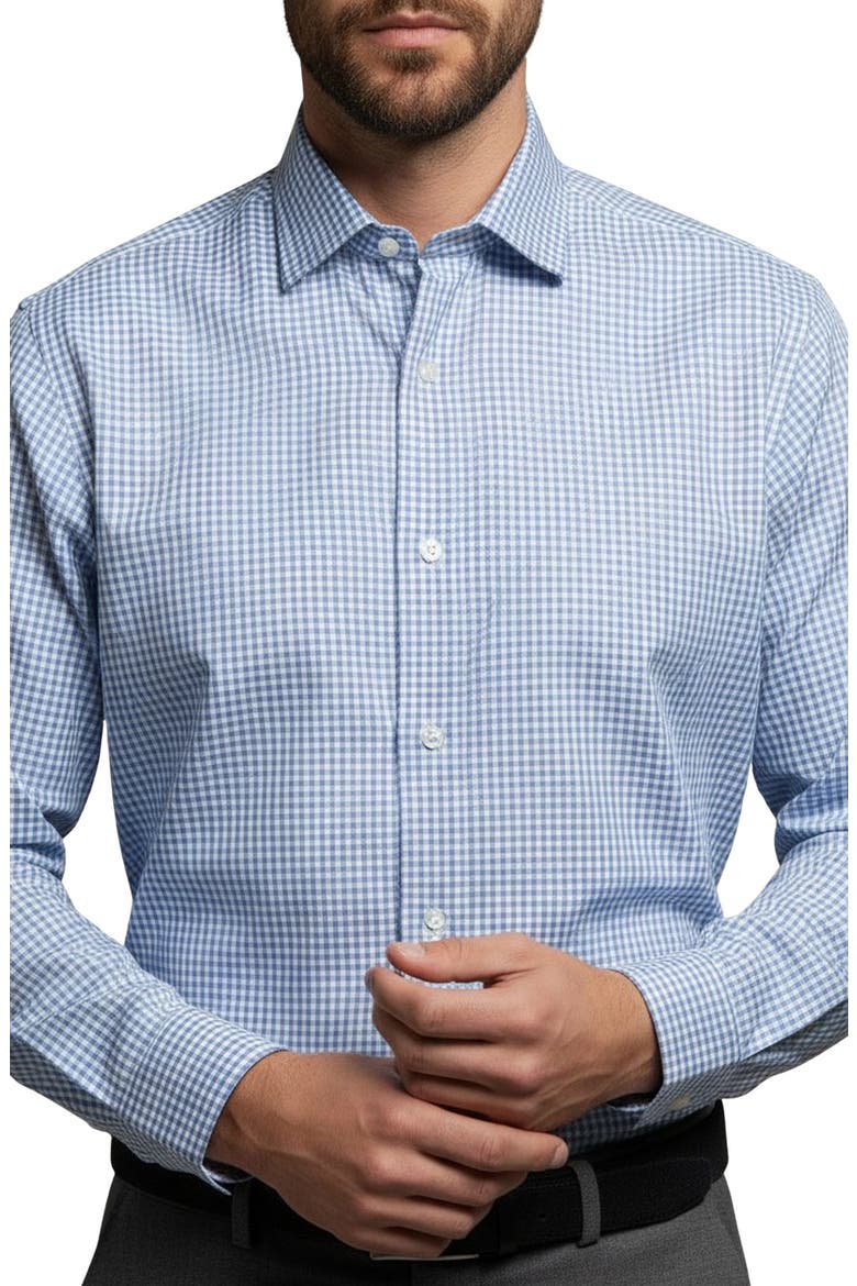 Mini Check Cotton Dress Shirt, Main, color, BLUE