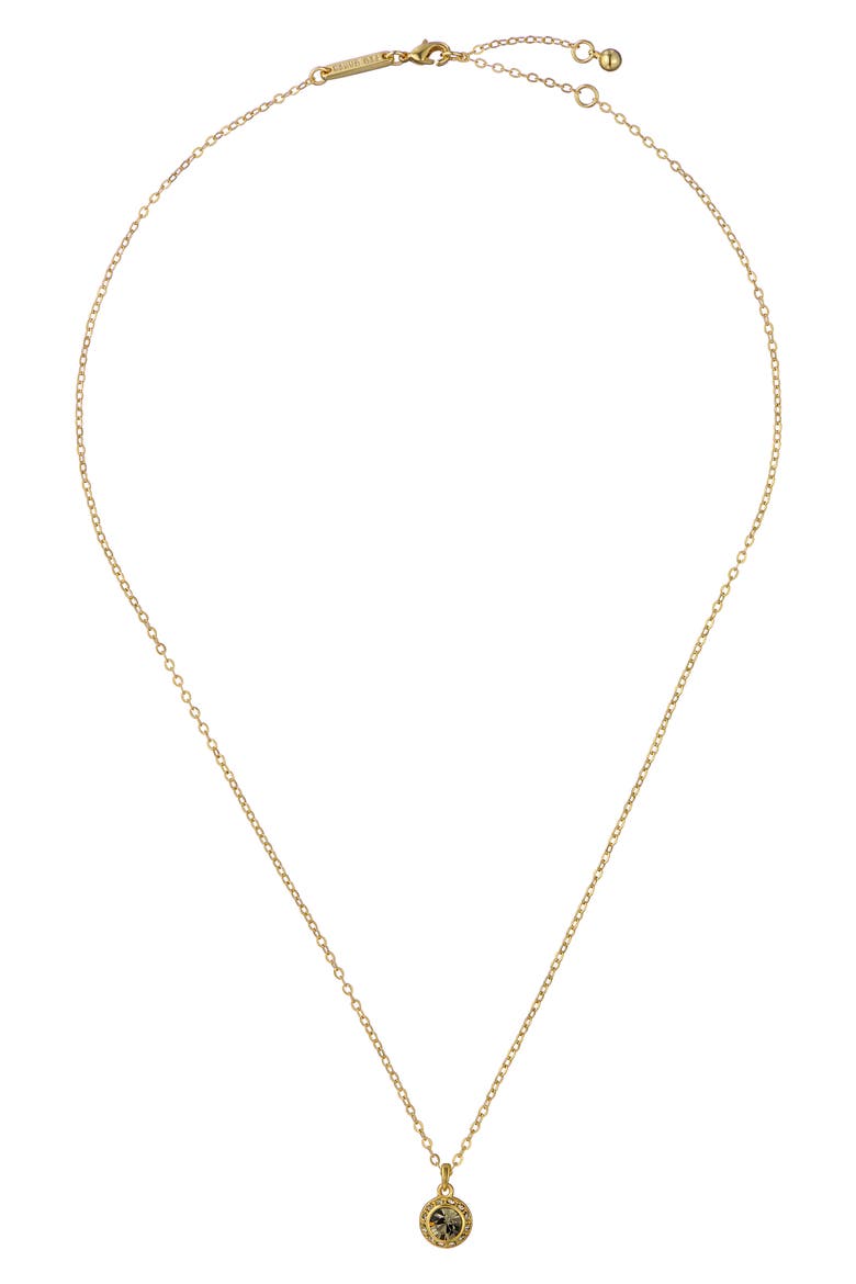 Soltell Solitaire Sparkle Crystal Pendant Necklace, Alternate, color, GOLD TONE/ BLACK CRYSTAL