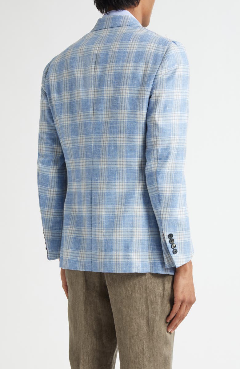 ISAIA Marechiaro Plaid Silk Blend Hopsack Sport Coat, Alternate, color, Pastel Blue