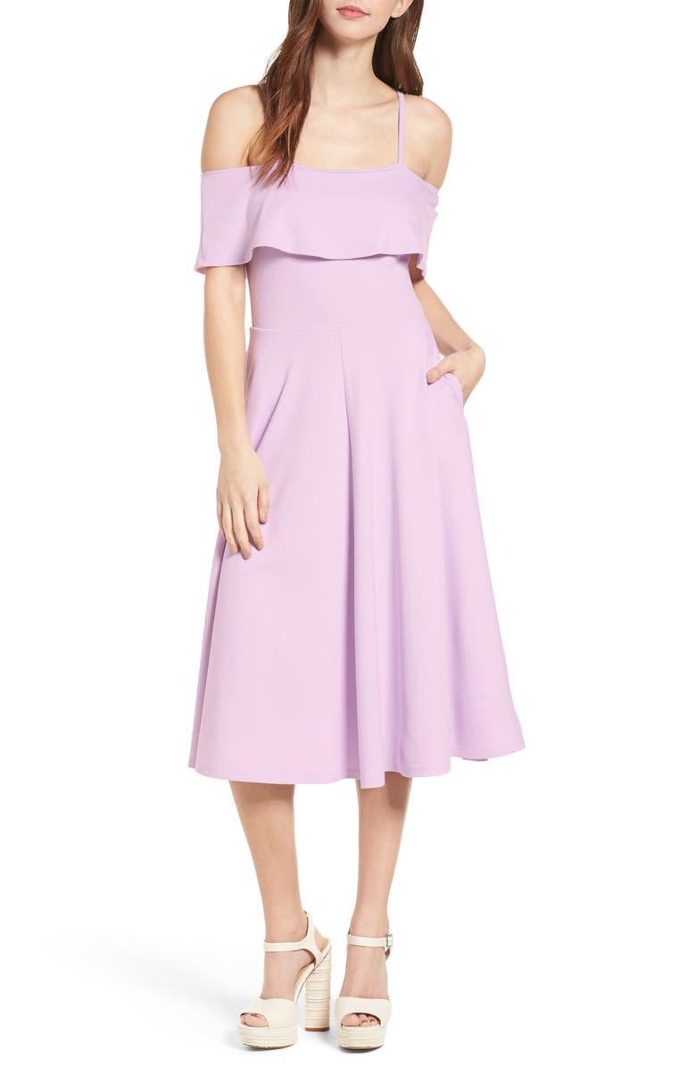 Leith Cold Shoulder Midi Dress, Main, color, 