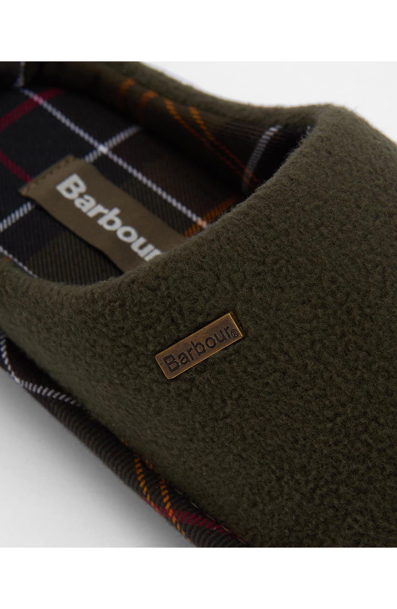 Barbour Hexham Fleece Slipper, Alternate, color, Olive
