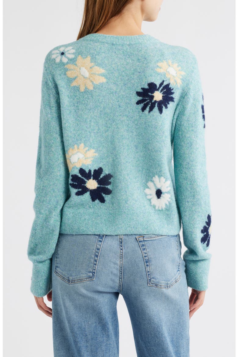 Millie Floral Intarsia Cardigan, Alternate, color, HEATHER TEAL