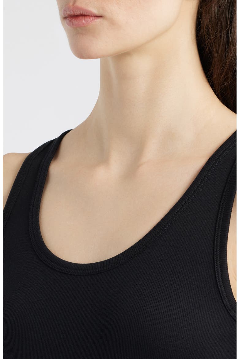 Slim Fit Scoop Neck Stretch Cotton Tank, Alternate, color, BLACK