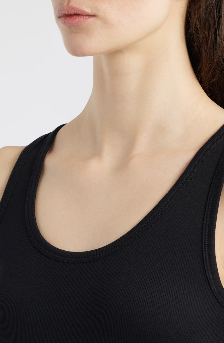 Eileen Fisher Slim Fit Scoop Neck Stretch Cotton Tank, Alternate, color, Black