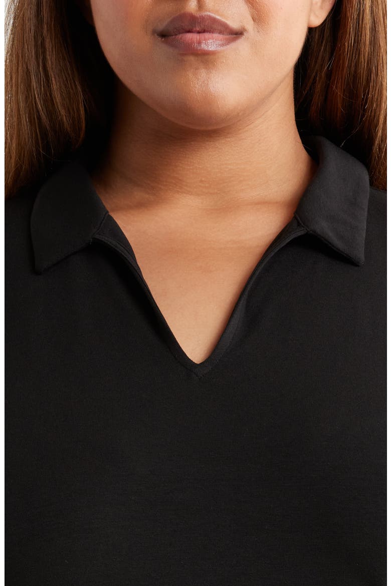 Boxy Johnny Collar Jersey Top, Alternate, color, BLACK