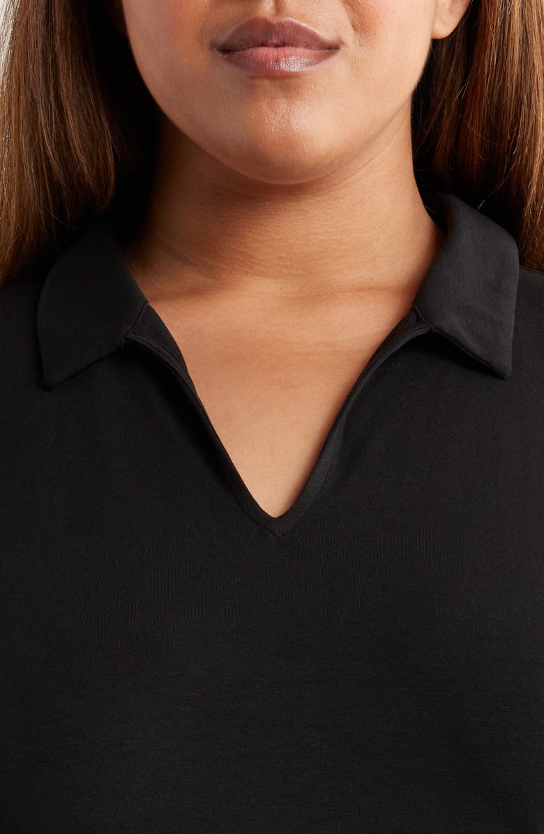 Boxy Johnny Collar Jersey Top