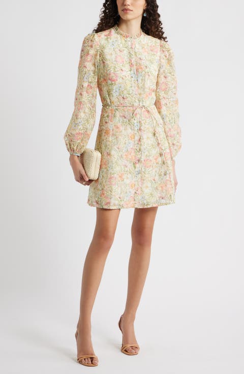 Floral Embroidered Button-Up Shirtdress