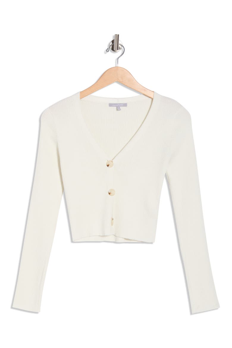 Myka V-Neck Crop Cardigan, Alternate, color, COCONUT MILK