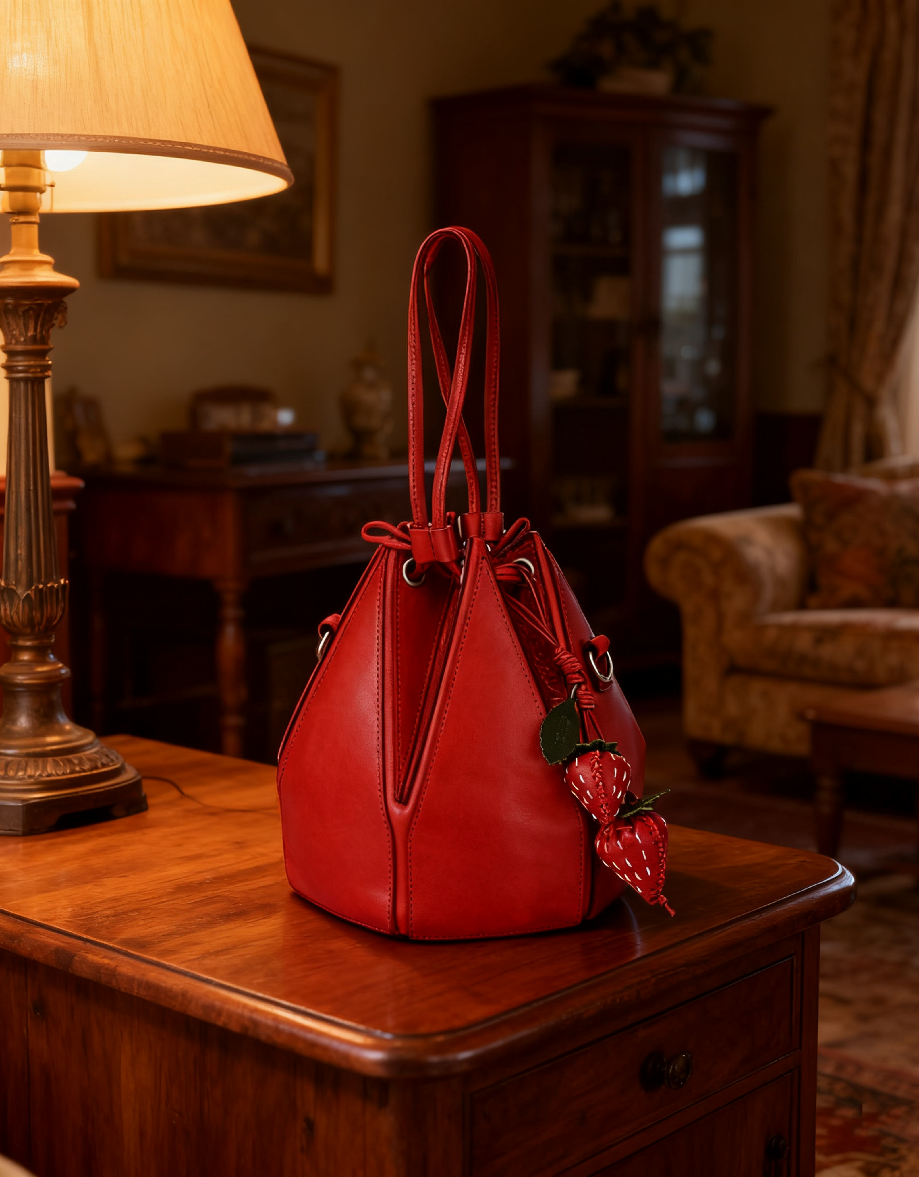 OLD TREND Strawberry Genuine Leather Artisan Charm, Alternate, color, Ruby