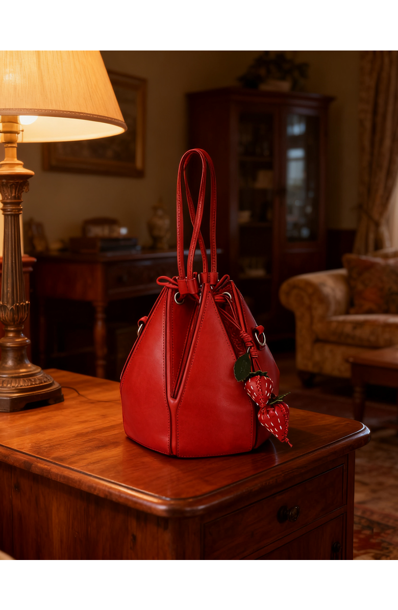 OLD TREND Strawberry Genuine Leather Artisan Charm, Alternate, color, Ruby