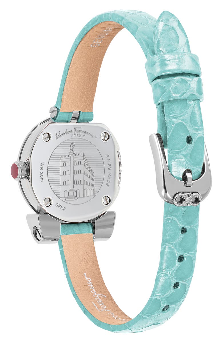 FERRAGAMO Gancino Leather Strap Watch, 22.5mm, Alternate, color,