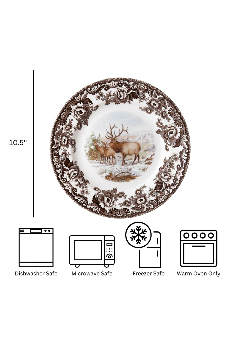 Woodland American Wildlife 10.5" Dinner Plate, Alternate, color, Elk