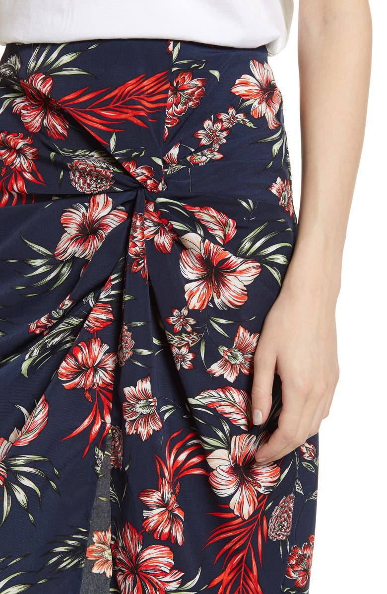 Stateside Hawaiian Floral Print Twist Skirt, Alternate, color, 