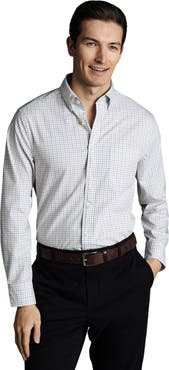 Charles Tyrwhitt Slim Fit Button-Down Collar Non-Iron Stretch Poplin Check Shirt