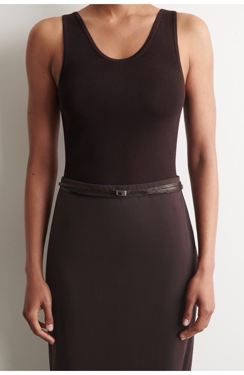 COS Skinny Double-wrap Leather Belt, Alternate, color, Brown / Lizard Effect