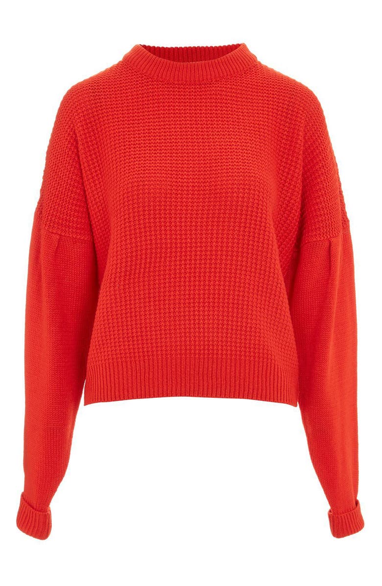 Topshop Pleat Sleeve Sweater, Alternate, color, 