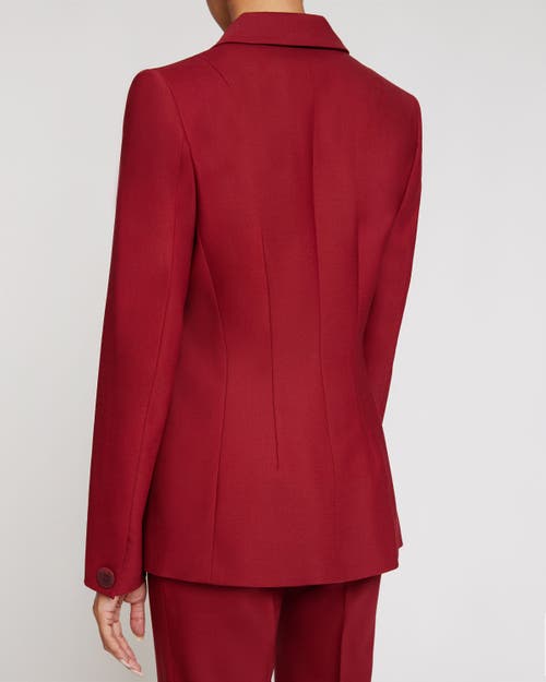 Shop Santorelli Mara Tailored Single Button Asymmetrical Blazer In Carmine Red
