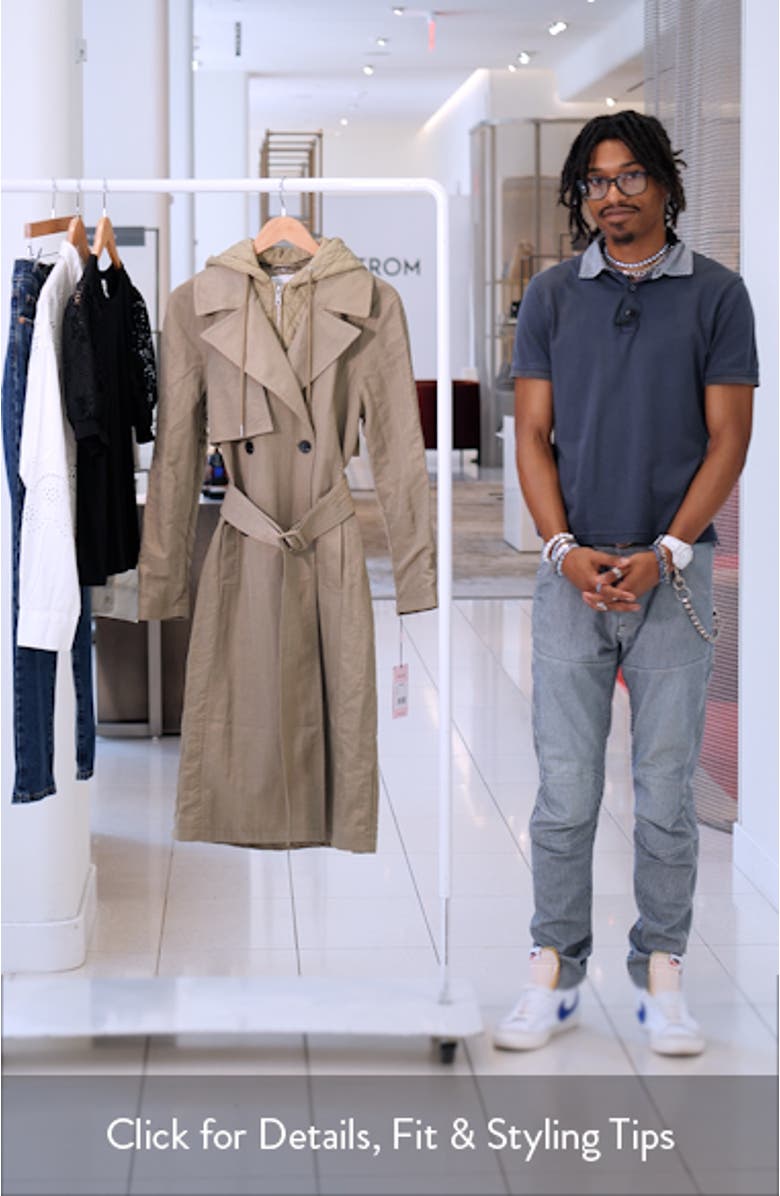 Double Breasted Trench with Hooded Quilted Bib, sales video thumbnail