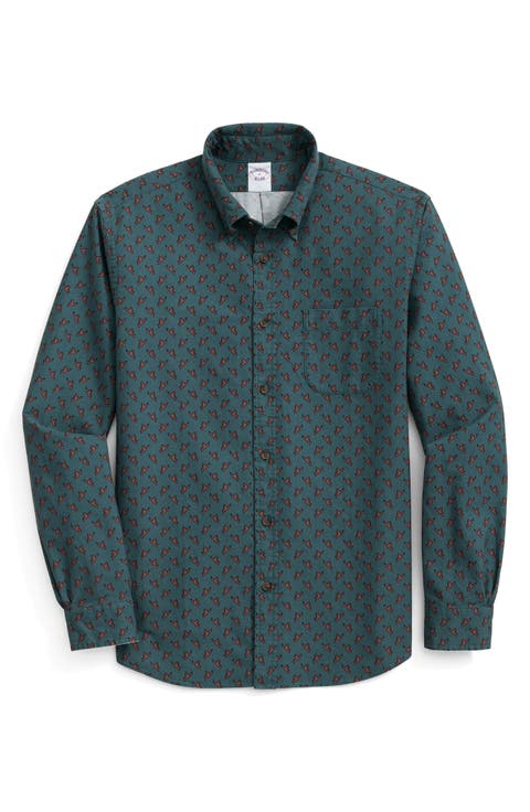 Friday Regular Fit Print Cotton Poplin Button-Down Shirt