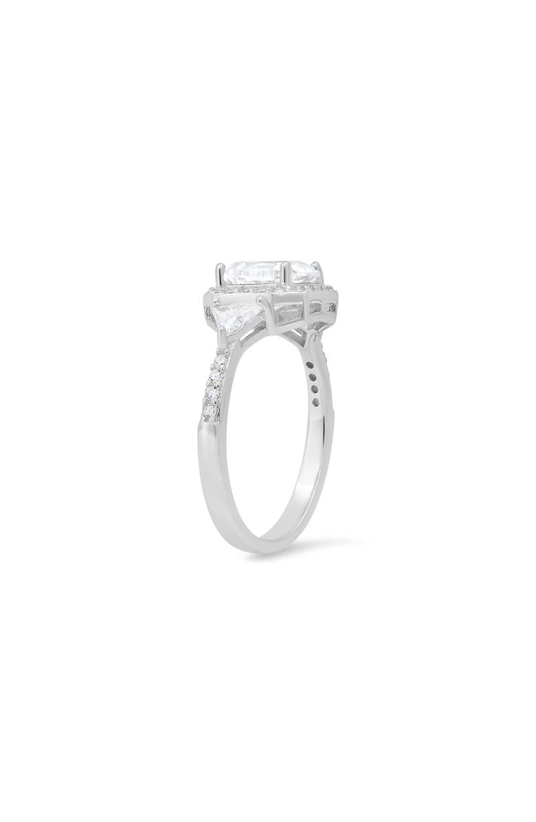 Queen Jewels Sterling Silver Asscher Cut Cubic Zirconia Ring, Alternate, color, Silver