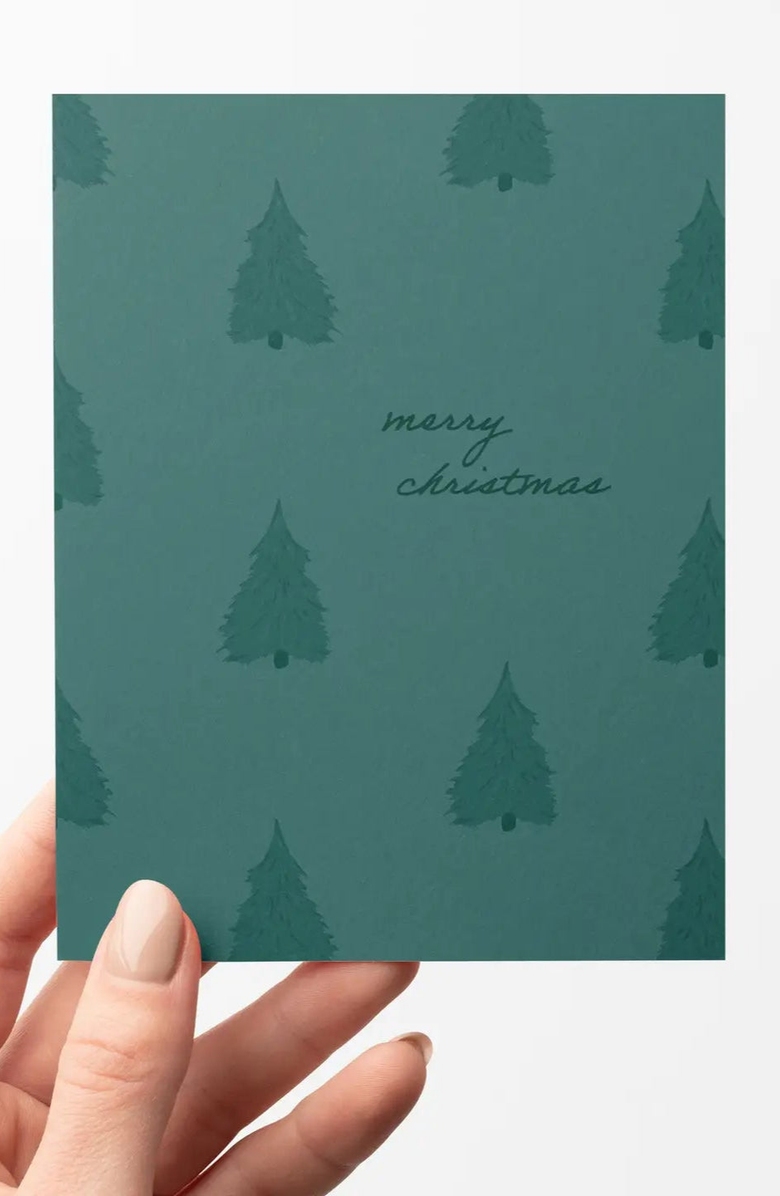 Joy Paper Co. Christmas Trees Boxed Set of 8 Greeting Cards, Alternate, color, Green Trees