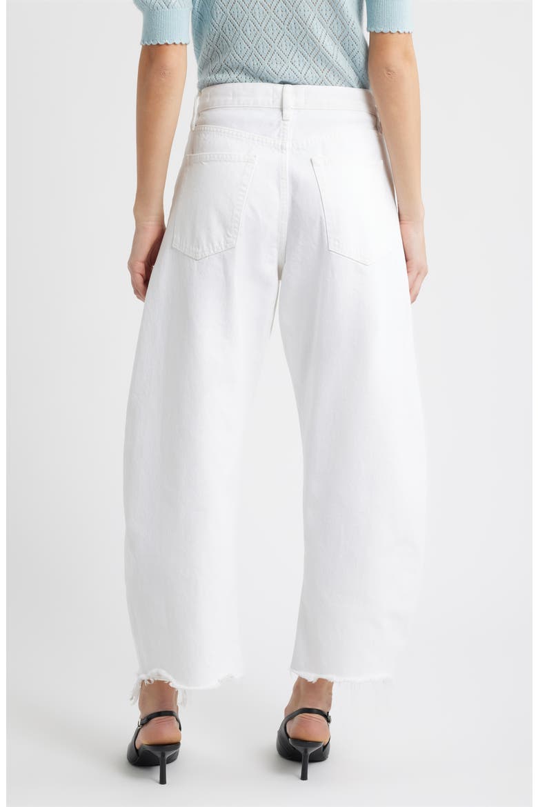 The Bubble Frayed High Waist Crop Barrel Jeans, Alternate, color, WHITE NEW FRAY