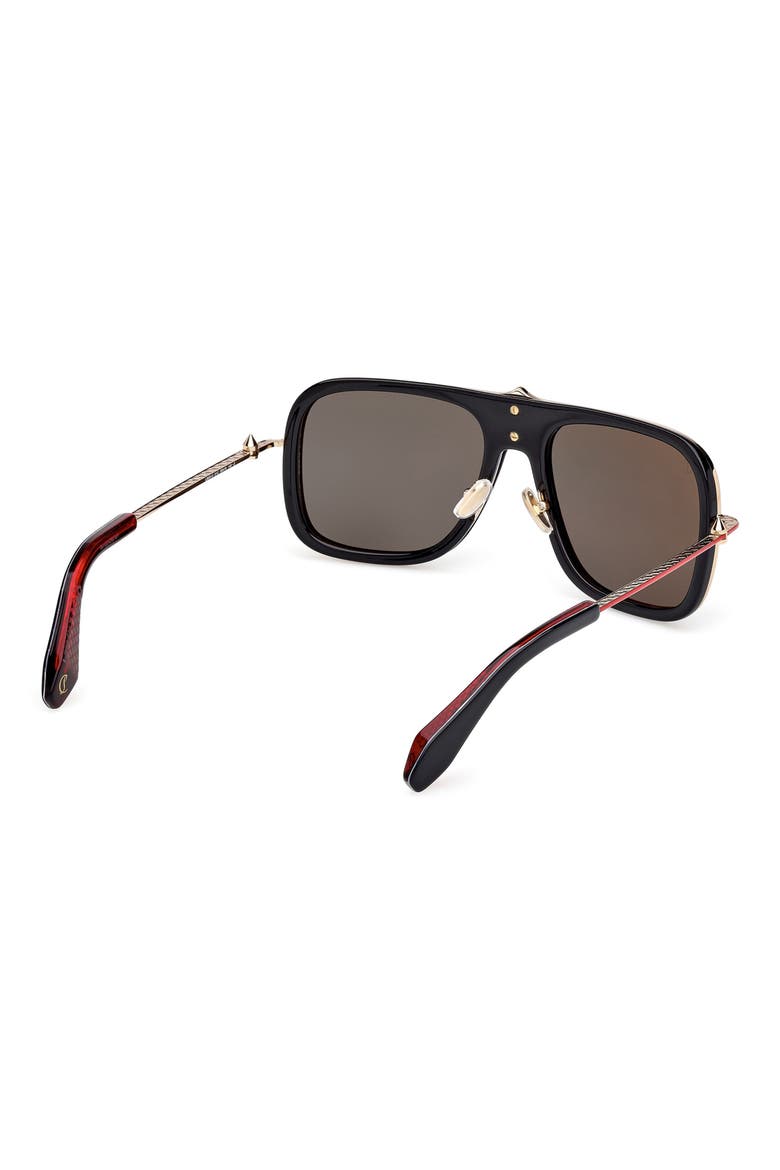 62mm Mirrored Navigator Sunglasses, Alternate, color, BLACK / GOLD RED ENAMEL