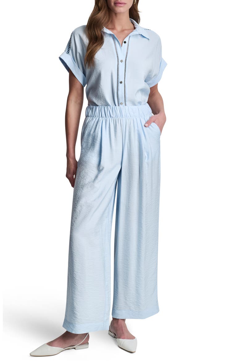Rumpled Voile Pull-On Pants, Alternate, color, LIGHT BLUE