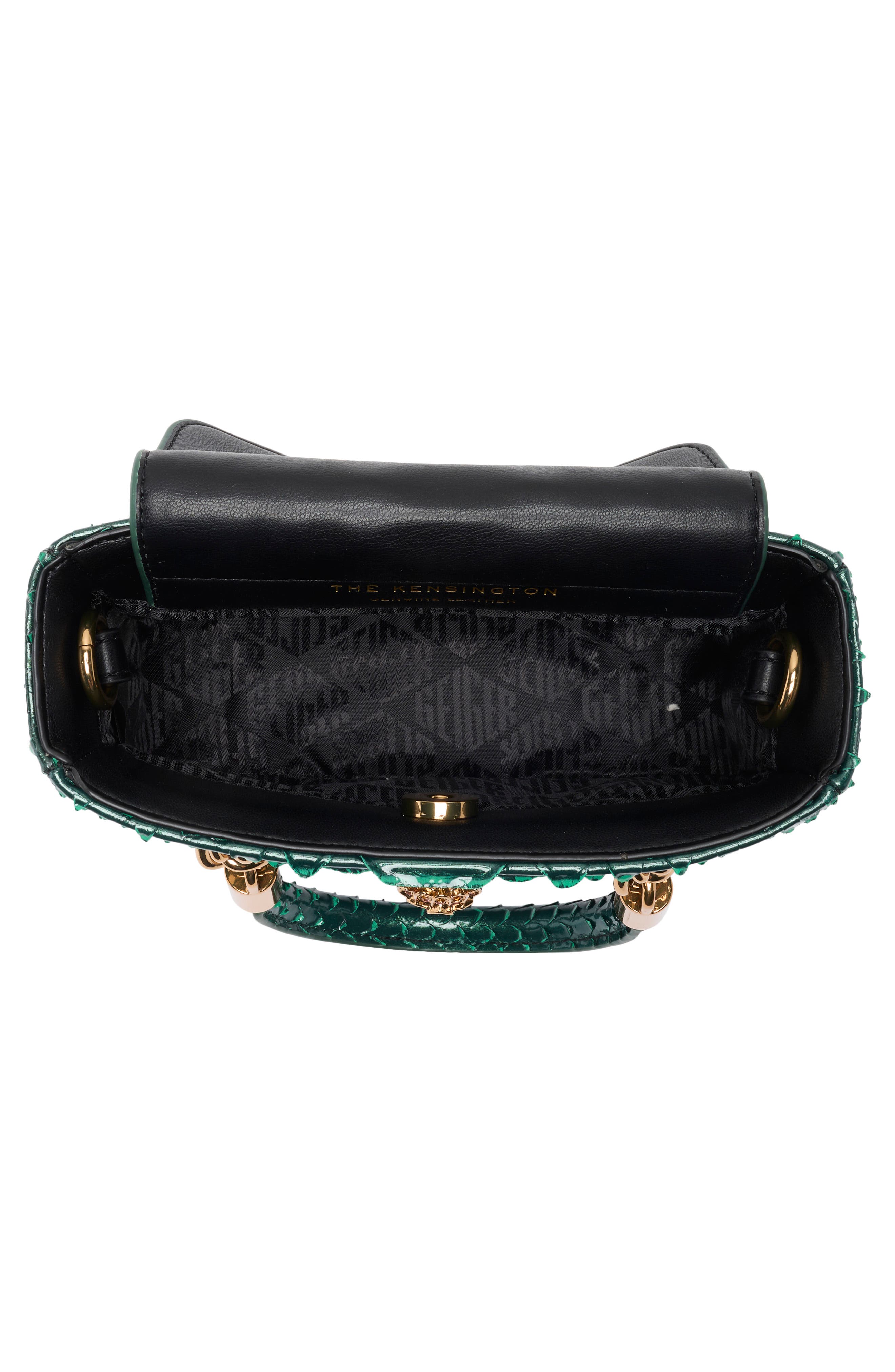 Kurt Geiger London Square Mini Kensington Python Embossed Bag, Alternate, color, Green