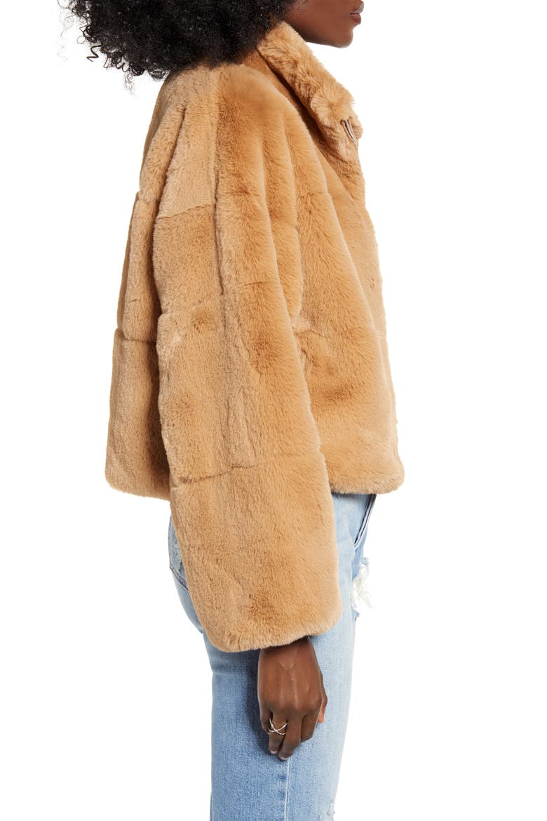 Xander Faux Fur Jacket, Alternate, color, TAN