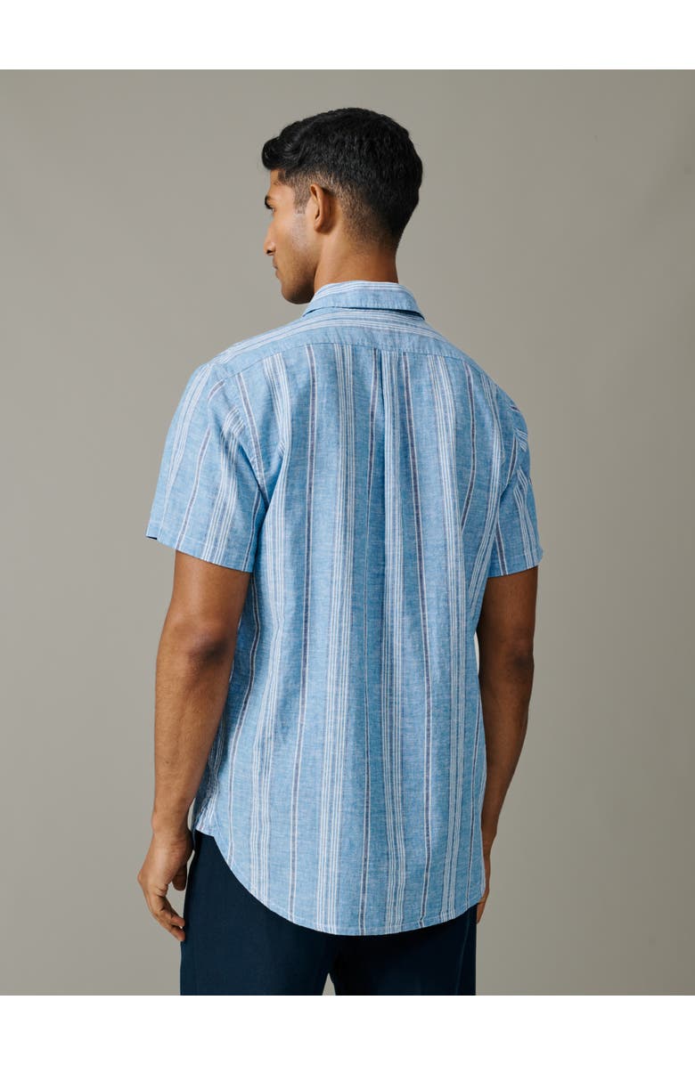 Aubin Austin Cotton Linen Short Sleeved Shirt, Alternate, color, Blue Irregular Stripe