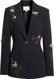 Cinq à Sept Whispering Vines Floral Embellished Blazer