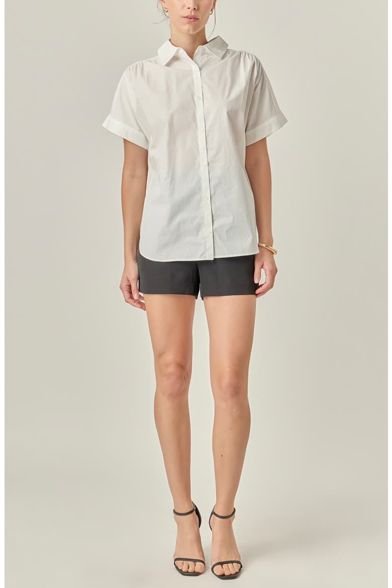 Mixed Media Button Front Top, Alternate, color, WHITE